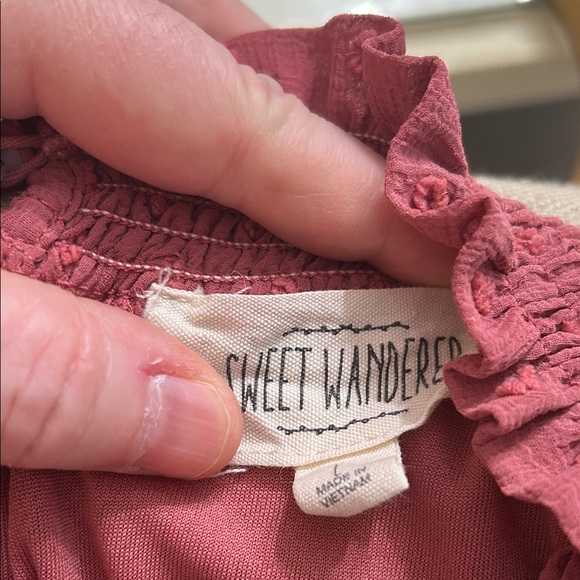 Sweet Wanderer Chiffon Sleeveless Rose Color Dress-Size Large - Picture 9 of 11